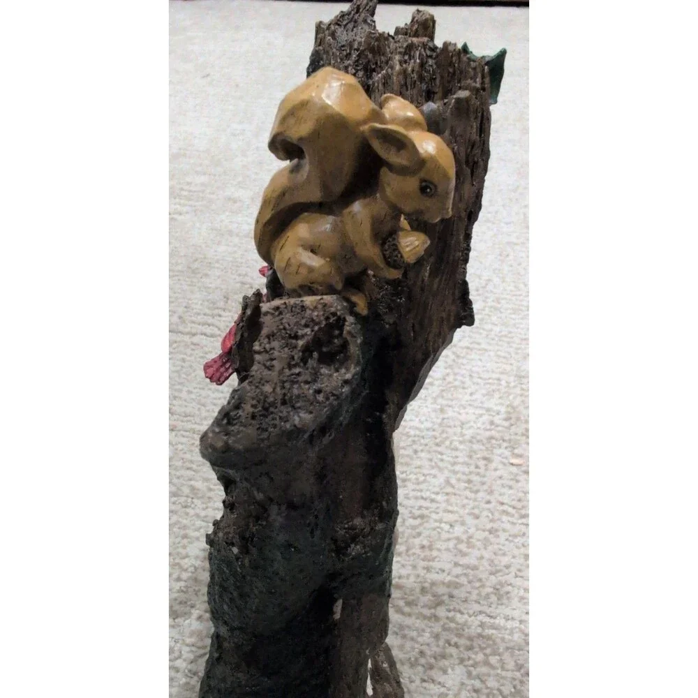 Woodland Santa Face Faux Wood Christmas Holiday Statue Figurine Vintage 11.5